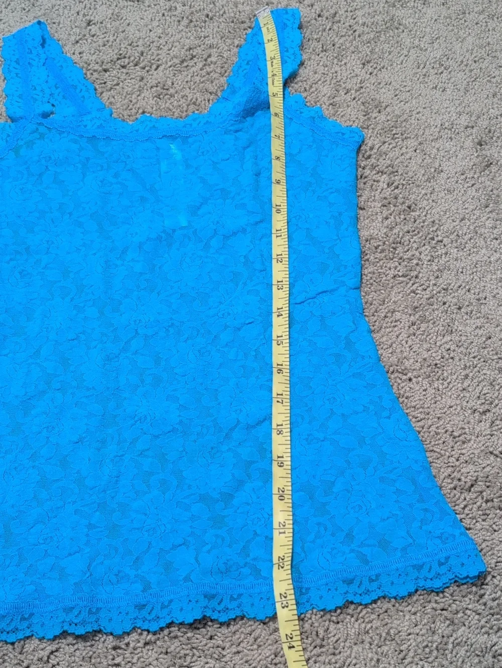Hanky Panky Signature Lace Unlined Camisole Tank Aqua Stretch Scallop Trim Small